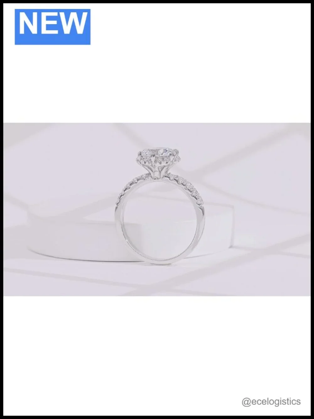 Sterling Silver Halo 2CT Simulated Diamond Engagement Ring